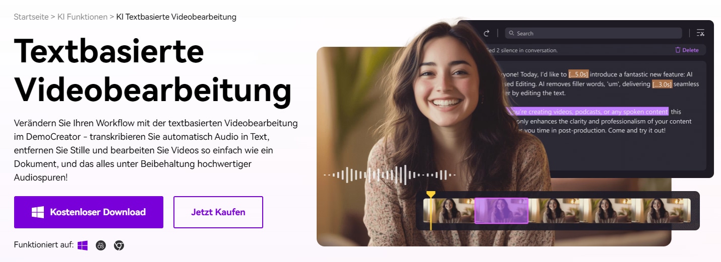 DemoCreator-textbasierte-videobearbeitung-homepage