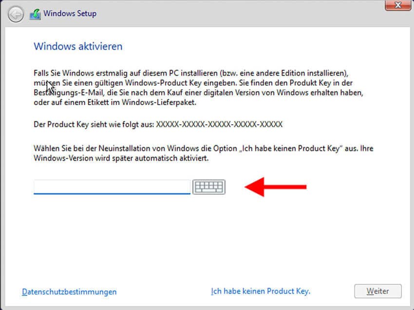 Windows-Key für dein Windows 10 oder 11 eingeben 