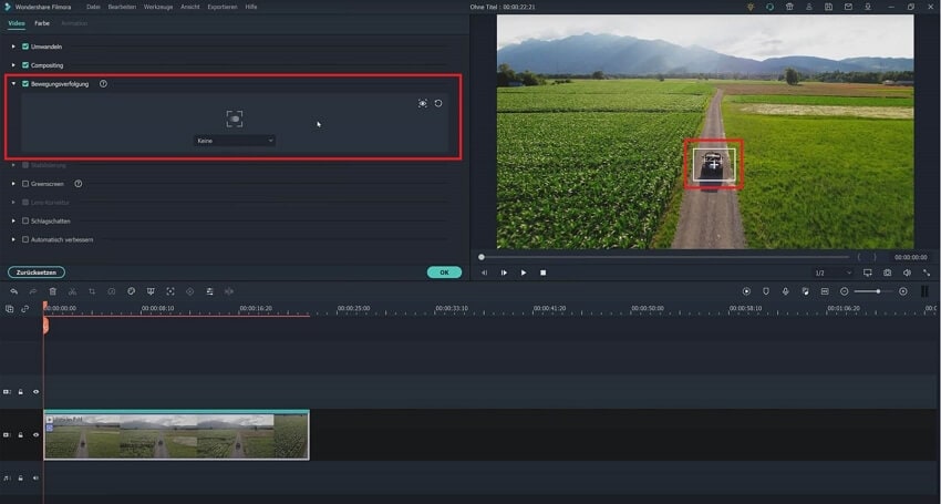 Drohnenvideos bearbeiten auf PC/Mac - Bewegungsverfolgung in 4K Dji Video verwenden
