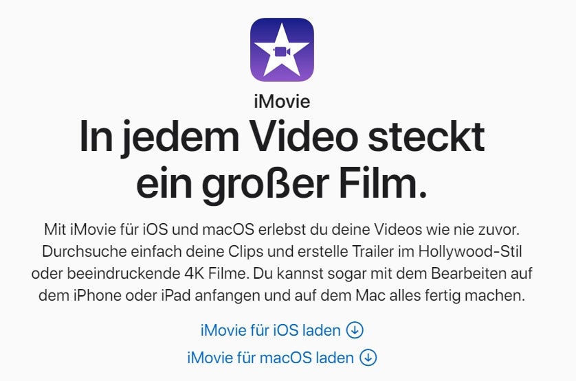 Videobearbeitung kostenlos auf Mac: iMovie