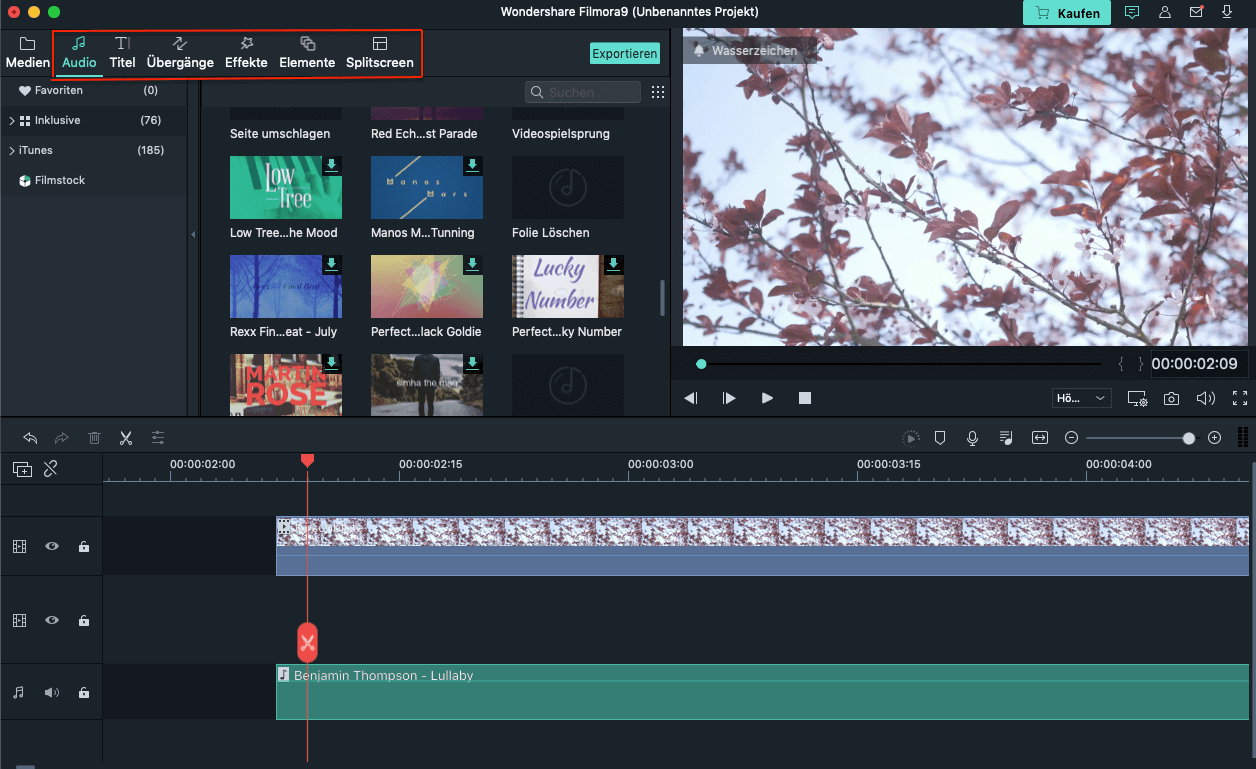 Filmora video editor editing interface