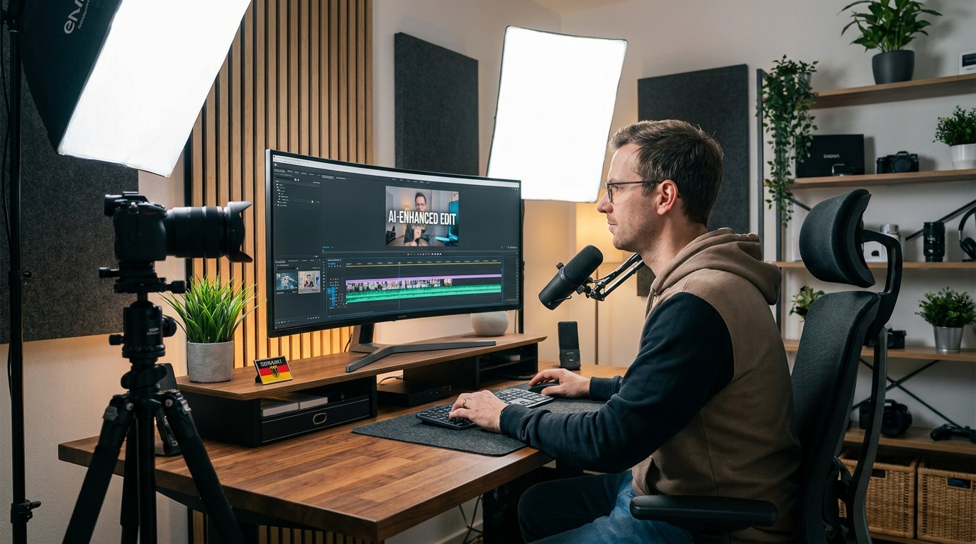 youtuber und tutorial-creator mit ai video enhancer workflow