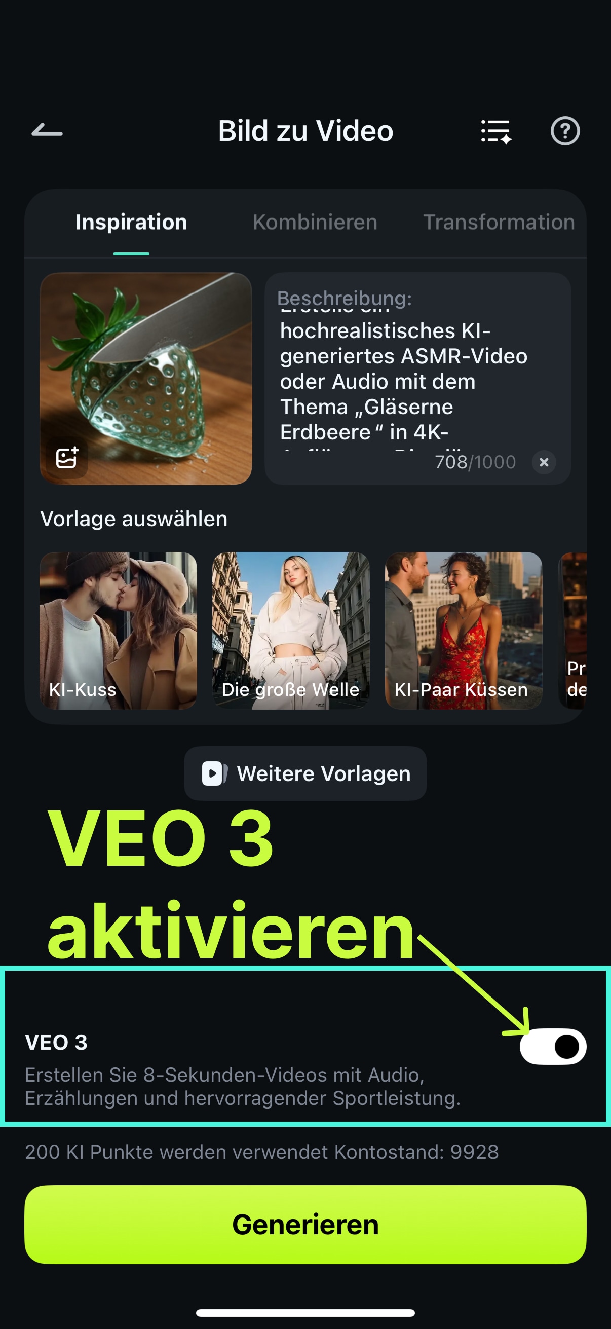 asmr selber machen - veo 3 aktivieren