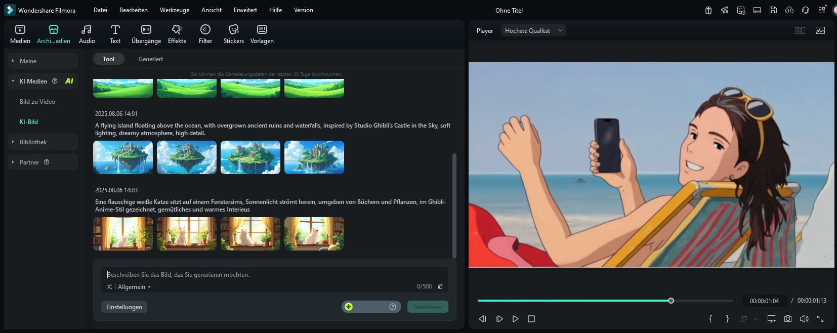 ki bild in ghibli stil erstellen mit filmora