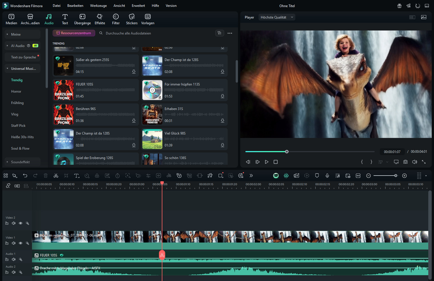 filme schneiden windows - musik und soundeffekte hinzufügen