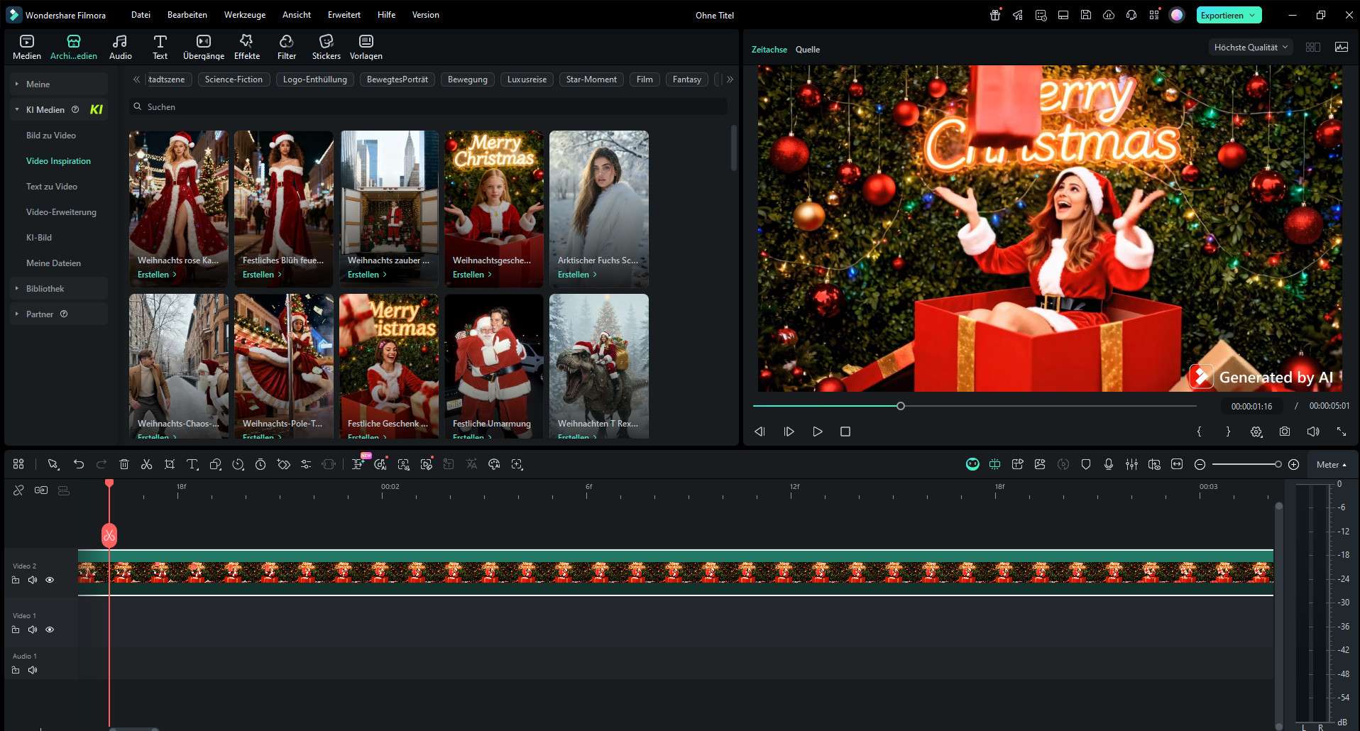 ai christmas video erstellen – weihnachtsvideo kostenlos generieren in filmora