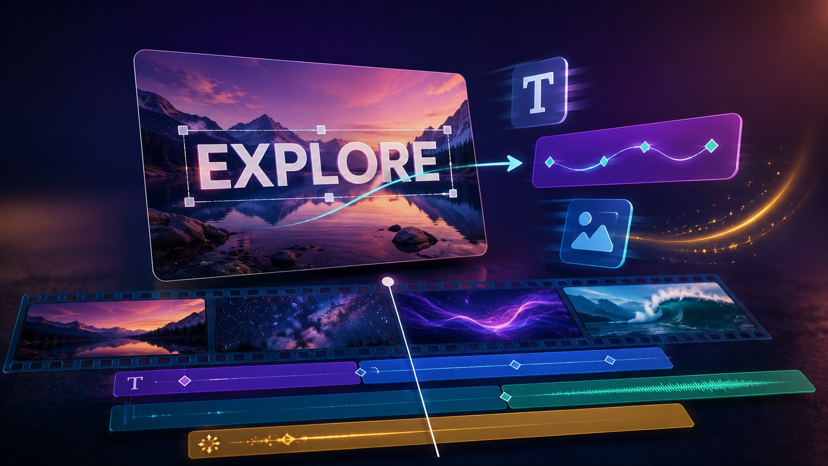 Filmora Timeline mit Keyframes Textanimation Effektspur und Vorschaufenster