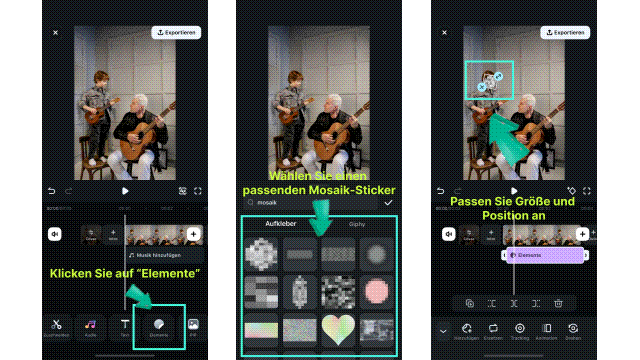 bilder / gesicht verpixeln iphone mit filmora app