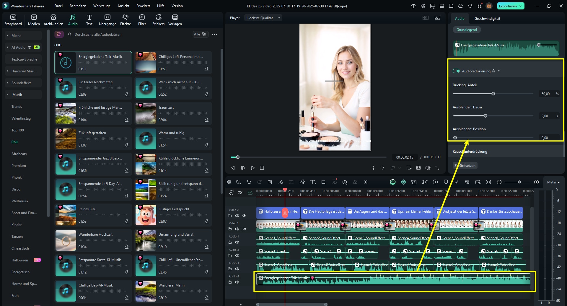 Aktivieren Sie Audio-Ducking