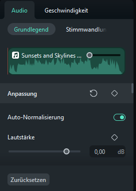 Die automatische Normalisierung ist eine Funktion, die die Lautstärke Ihrer Audiospuren automatisch auf ein einheitliches Niveau anpasst. Dieser Prozess sorgt dafür, dass alle Audioelemente ausgewogen und auf einer optimalen Lautstärke sind, wodurch der Gesamtsound gleichmäßiger wird.