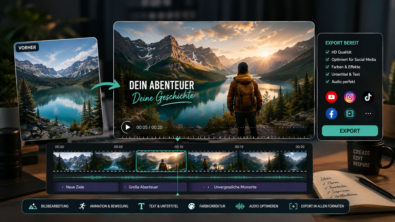 Bearbeitetes Bild in Filmora animieren und als Video exportieren