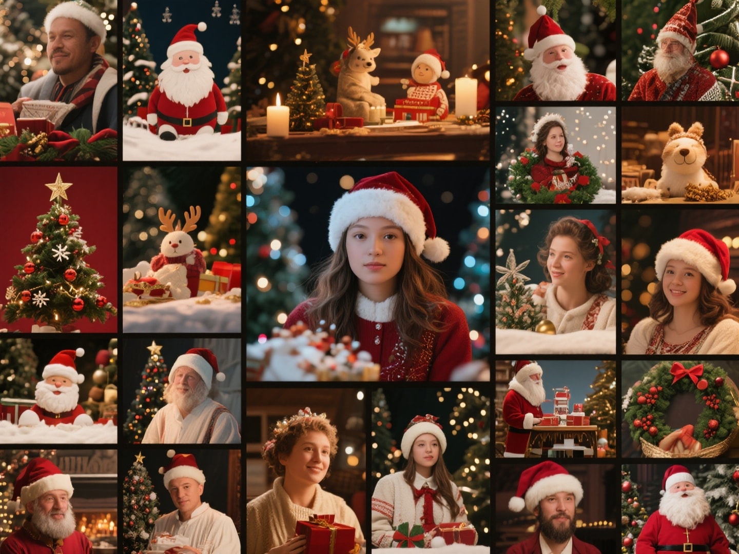 Collage verschiedener Weihnachtsvideo-Stile