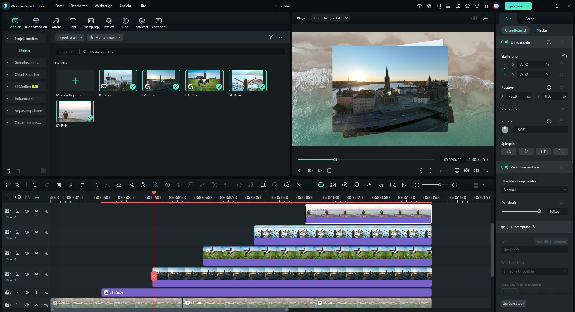 fotos zu video machen: bilder platzieren und gestalten