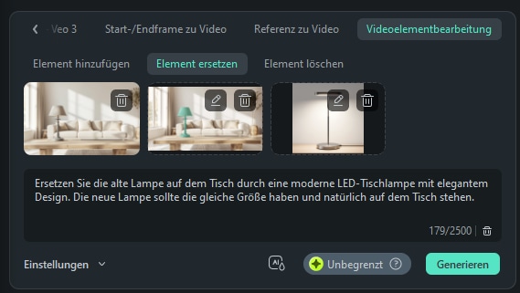 Filmora ersetzt das Original während Schatten, Reflexionen und Bewegungen beibehalten werden