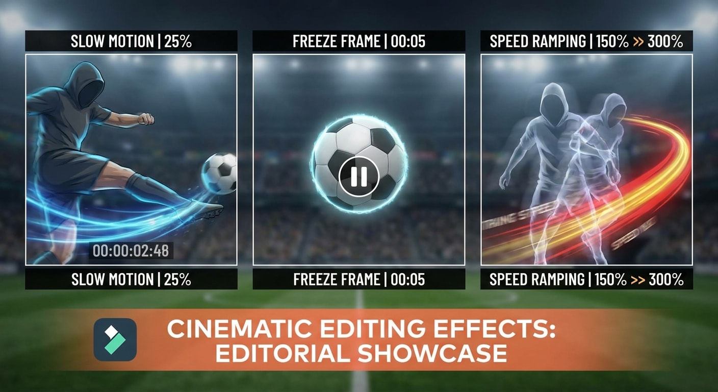 zeitlupe freeze frame und speed ramping bei fußball highlights