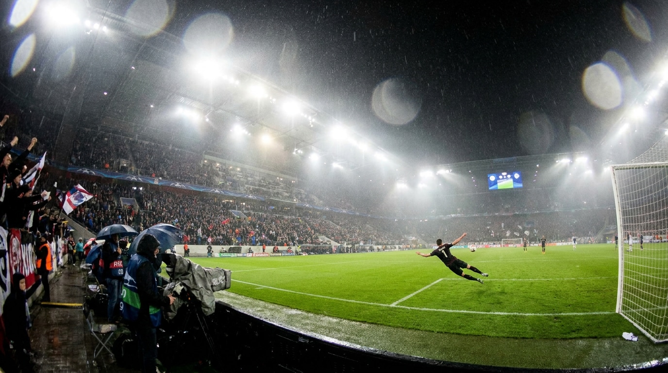 Emotionale Fußballszene mit Stadionatmosphäre