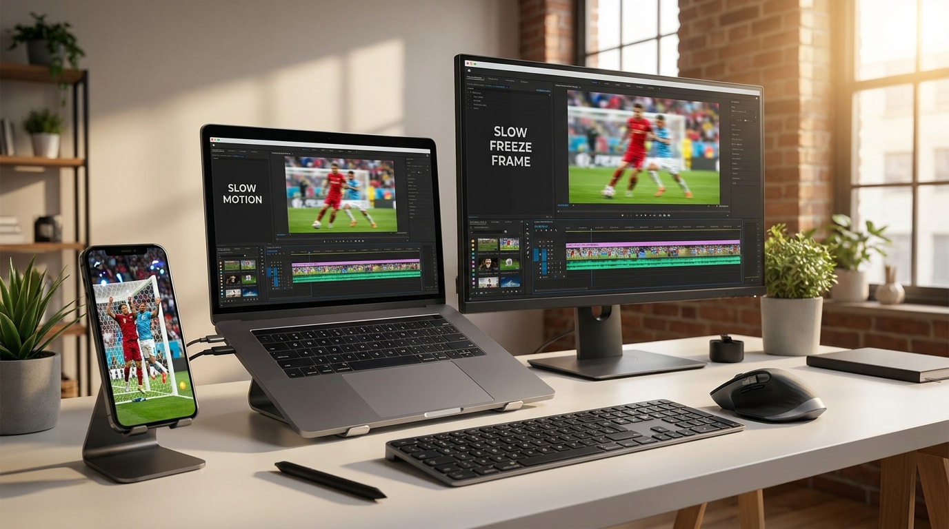 Fußballmomente mit Slow Motion und Freeze Frames in Filmora bearbeiten
