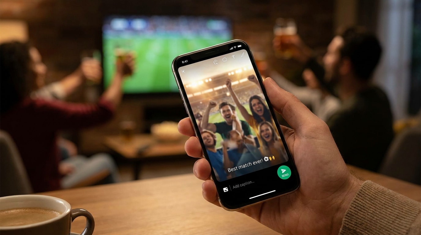 Bildplatzhalter für Beispiel eines vertikalen Fußball-WhatsApp-Statusvideos