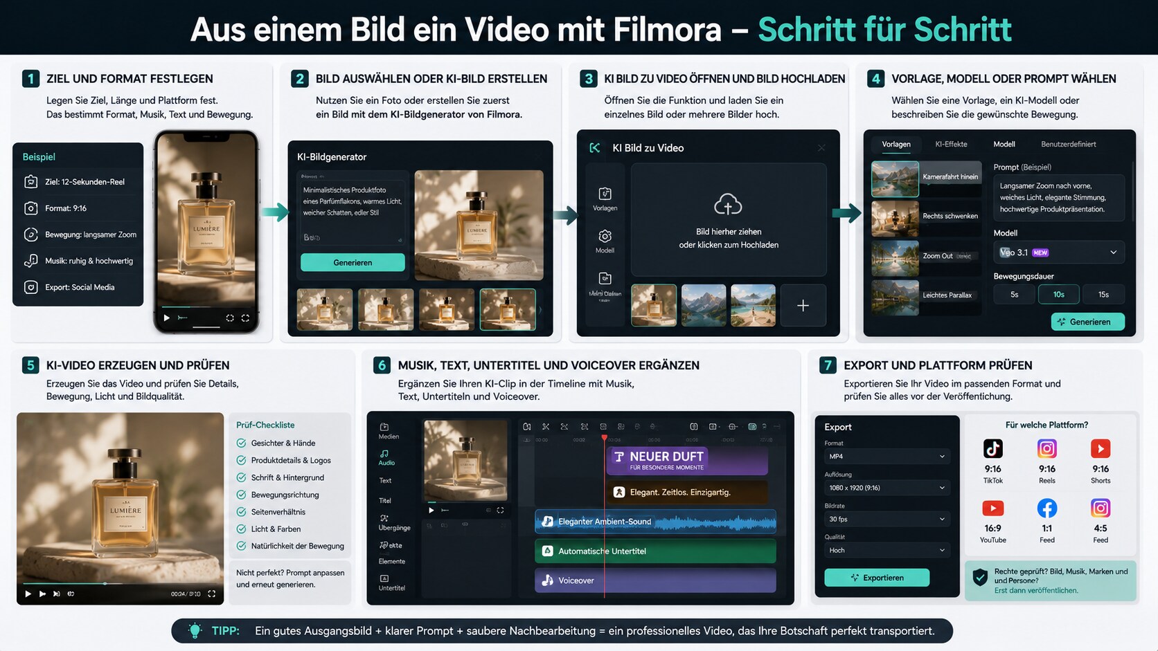 Bild in Filmora KI Bild zu Video hochladen