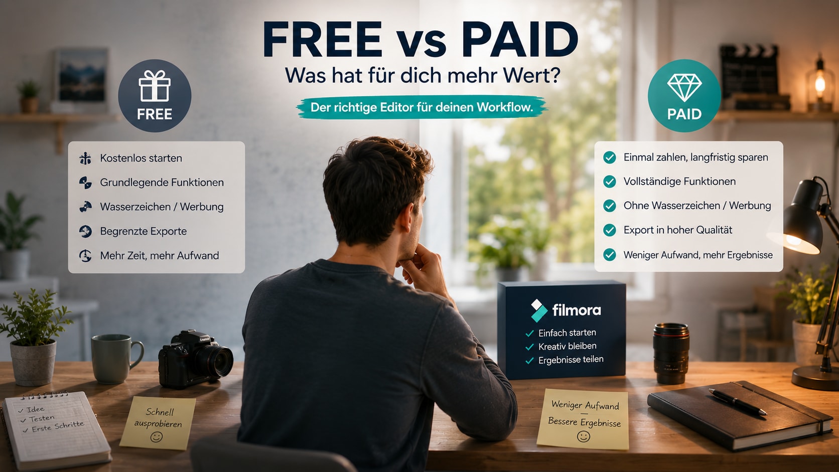 Free vs Paid Value Vergleich für Video Editor