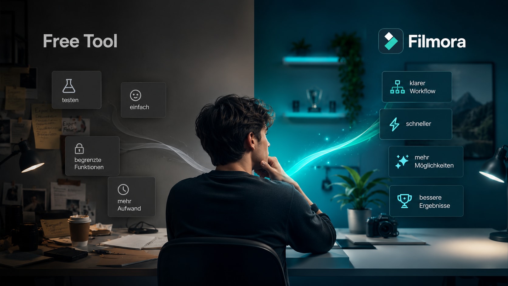 Workflow Vergleich zwischen Free Tool und Filmora