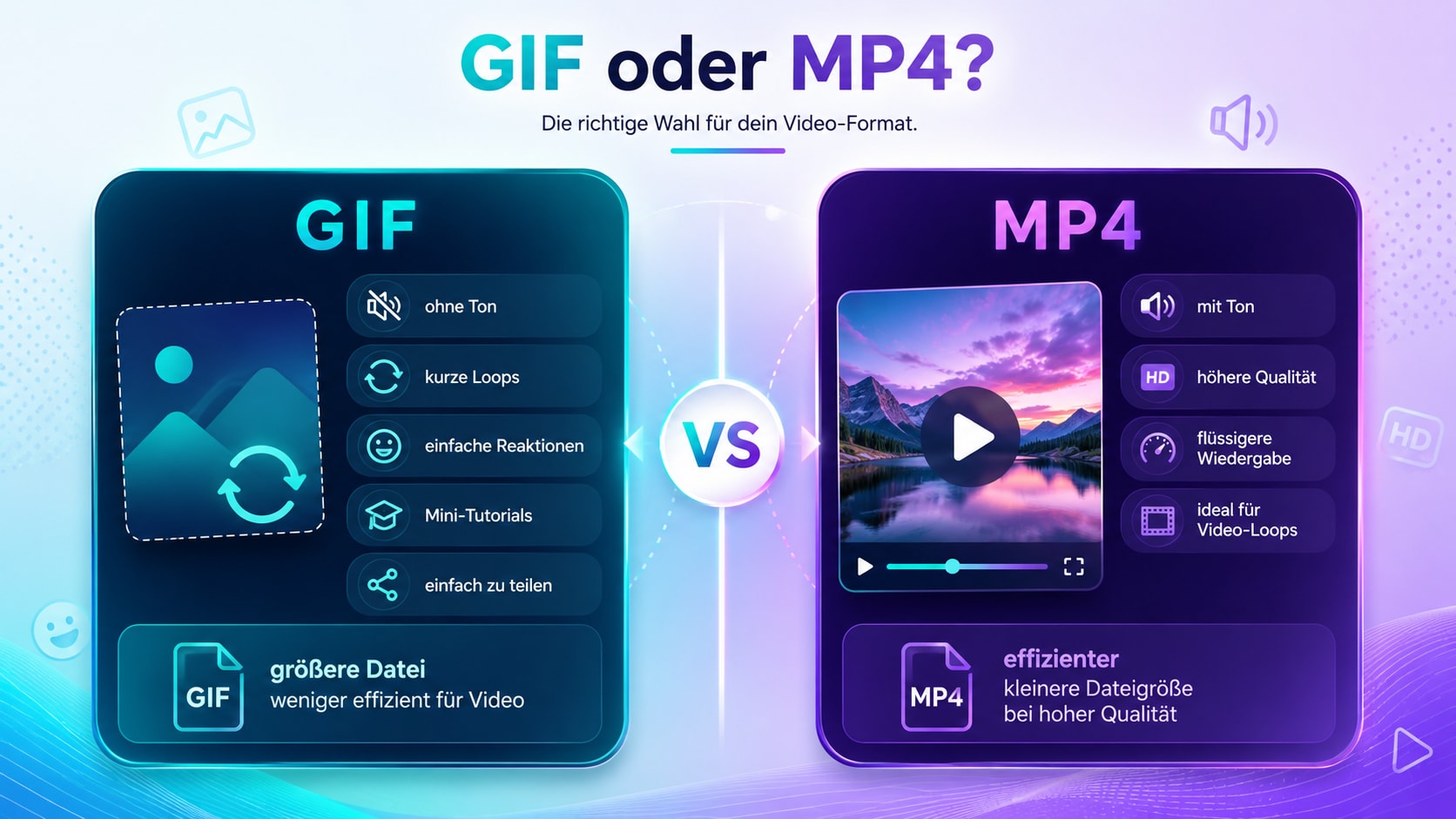 Entscheidungshilfe GIF oder MP4 für kurze Loops Tutorials und Social Media