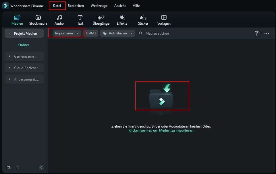 Dateien in Filmora importieren
