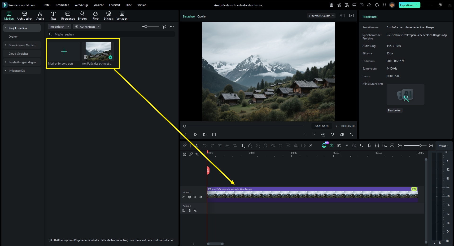 Importieren Sie Ihr Foto in Filmora.