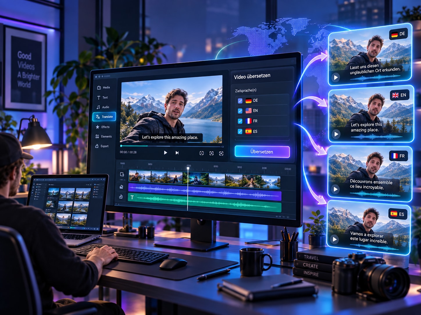 Filmora Video mehrsprachig übersetzen – Beispiel