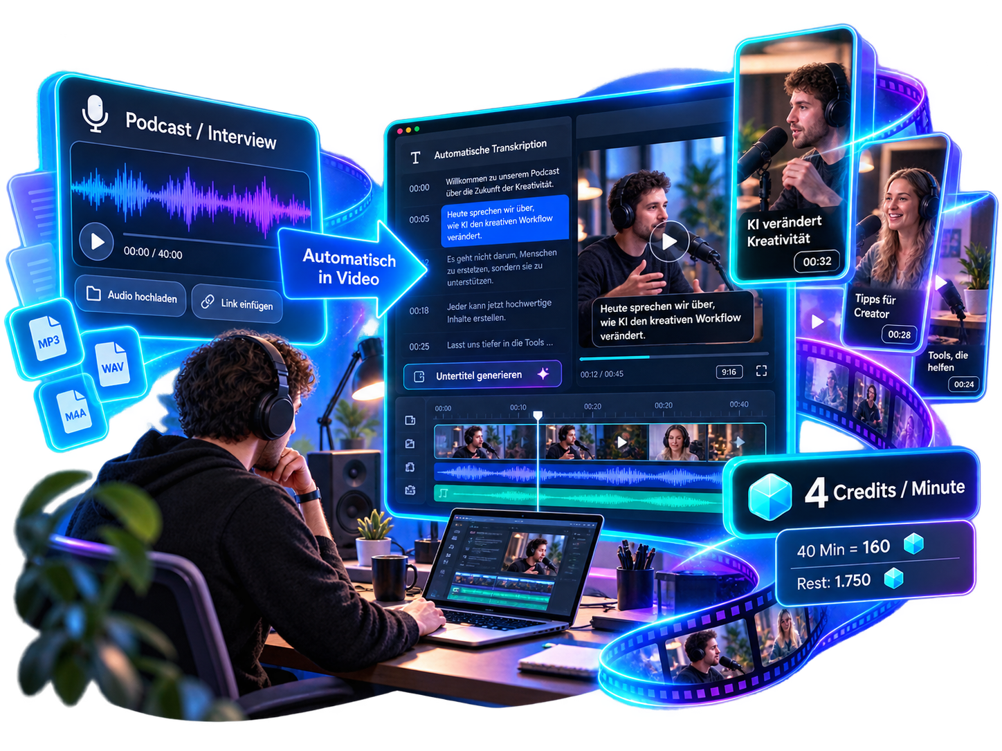 Filmora Audio zu Video – Podcast wird zum Clip