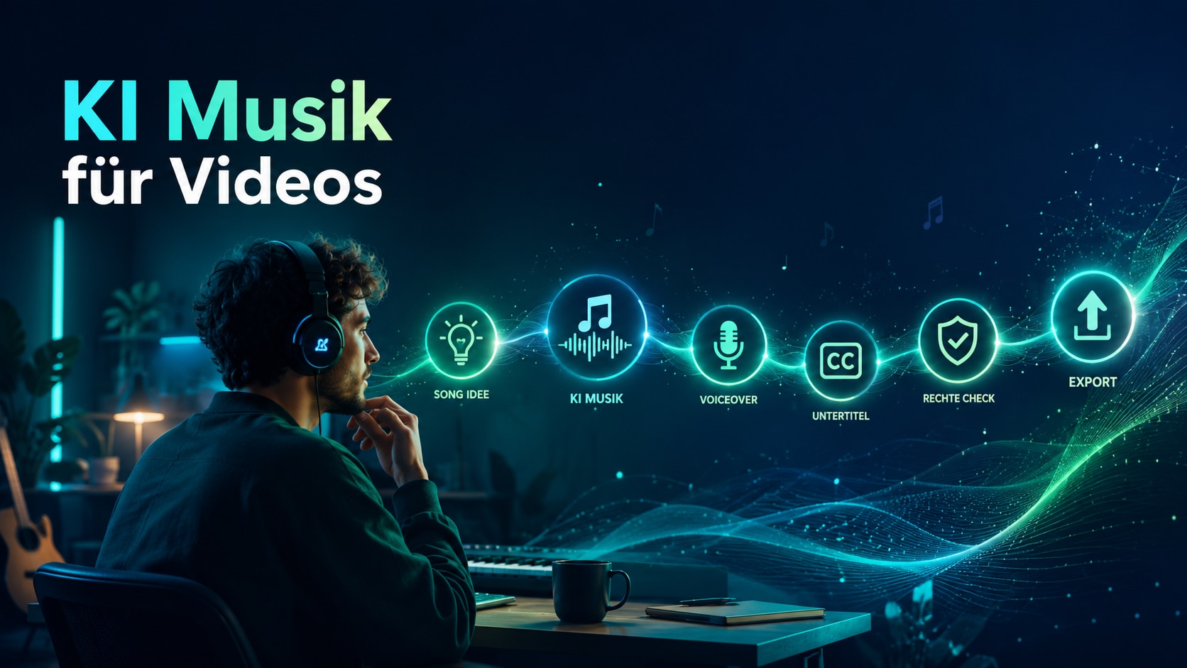 KI Musik für Videos in Filmora planen mit Song Generator Voiceover Untertiteln und Rechte Check