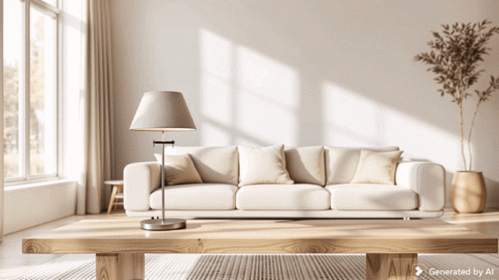 Ersetzen Sie die alte Lampe auf dem Tisch durch eine moderne LED-Tischlampe mit elegantem Design. Die neue Lampe sollte die gleiche Größe haben und natürlich auf dem Tisch stehen.