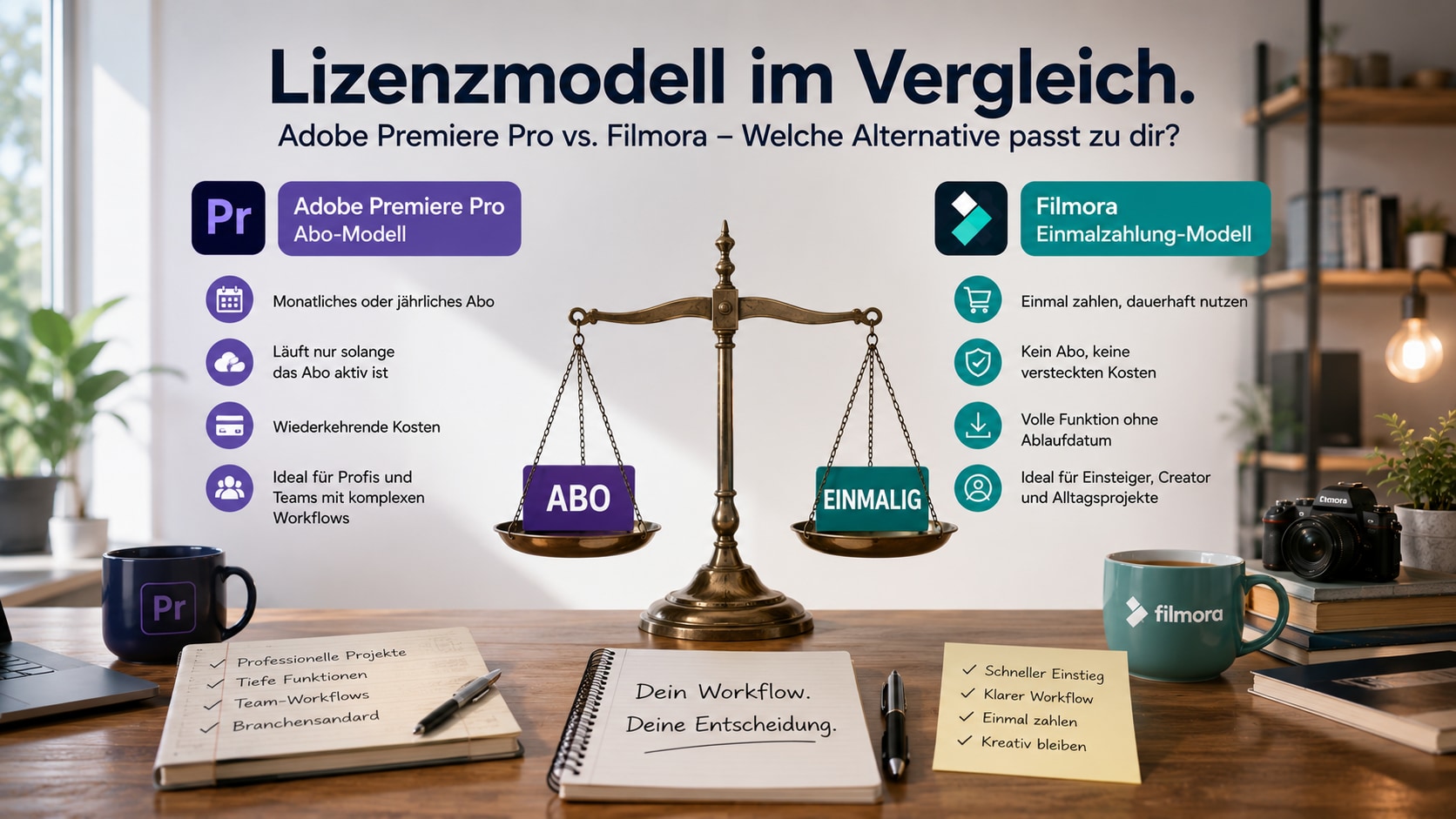 Lizenzmodell Vergleich für Adobe Premiere Alternative