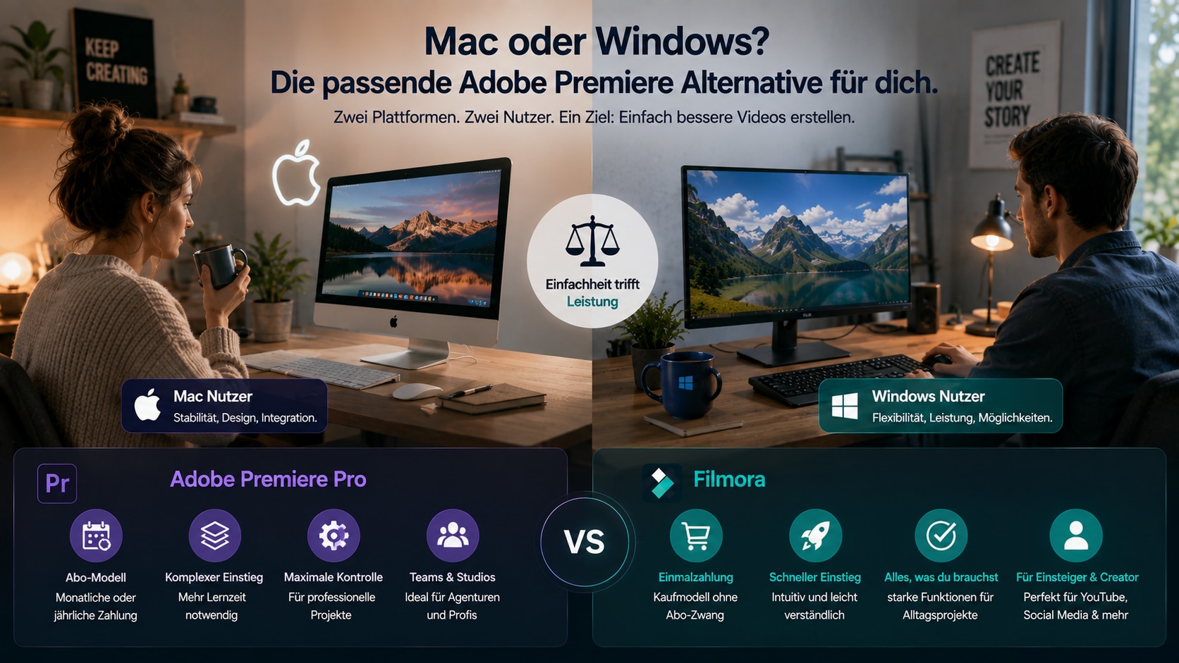 Mac und Windows Nutzer für Adobe Premiere Alternative