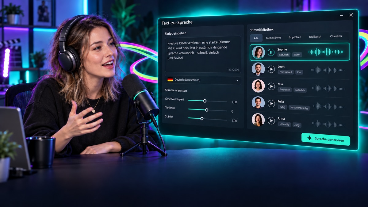 Filmora Text-to-Speech für KI-Voiceovers