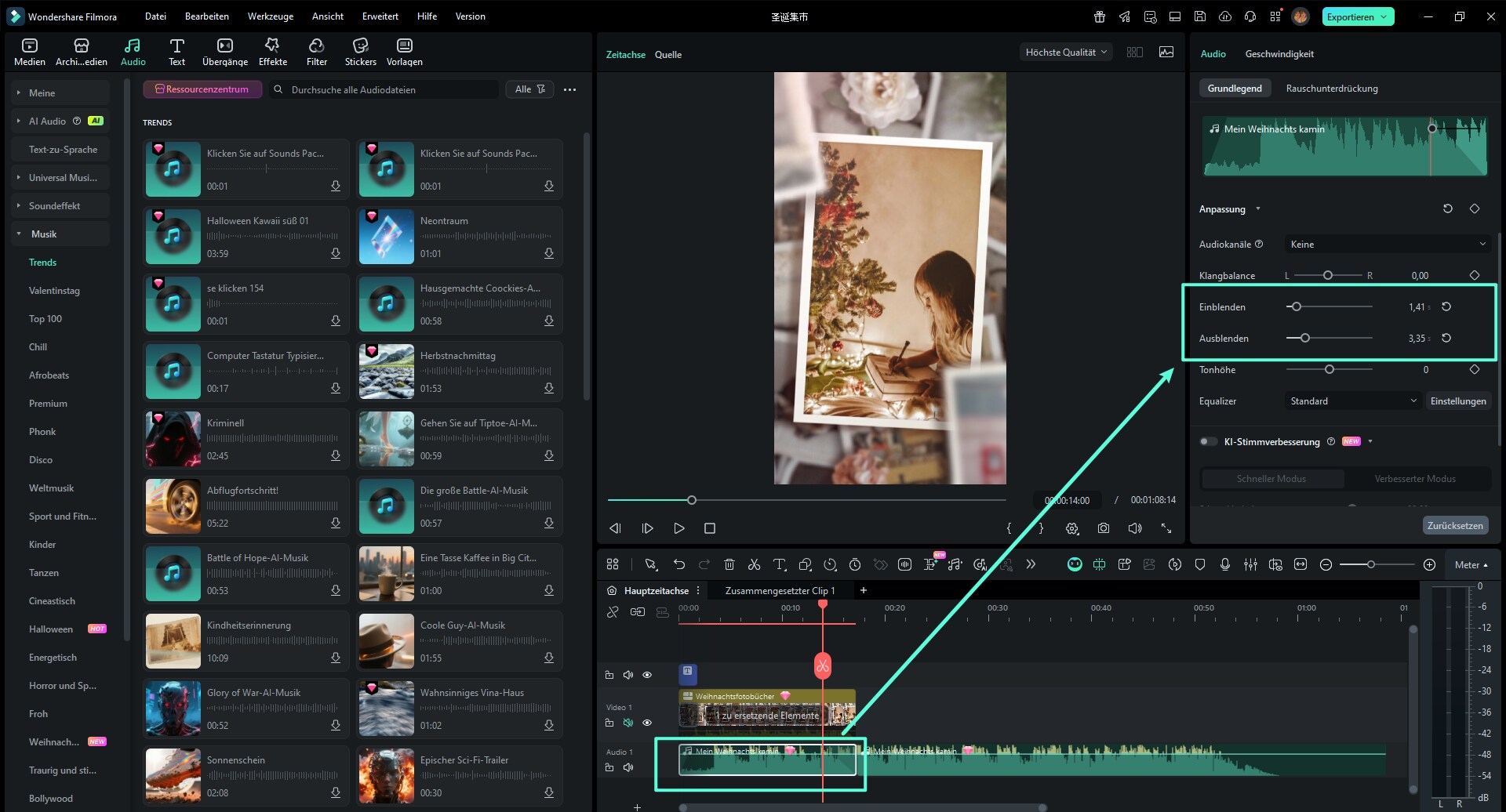Mit Ein- und Ausblenden starten und enden Sie sanft statt abrupt