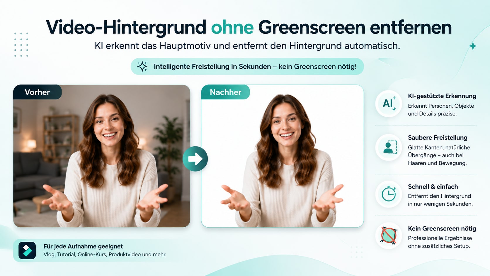 KI Hintergrundentfernung in Filmora aktivieren