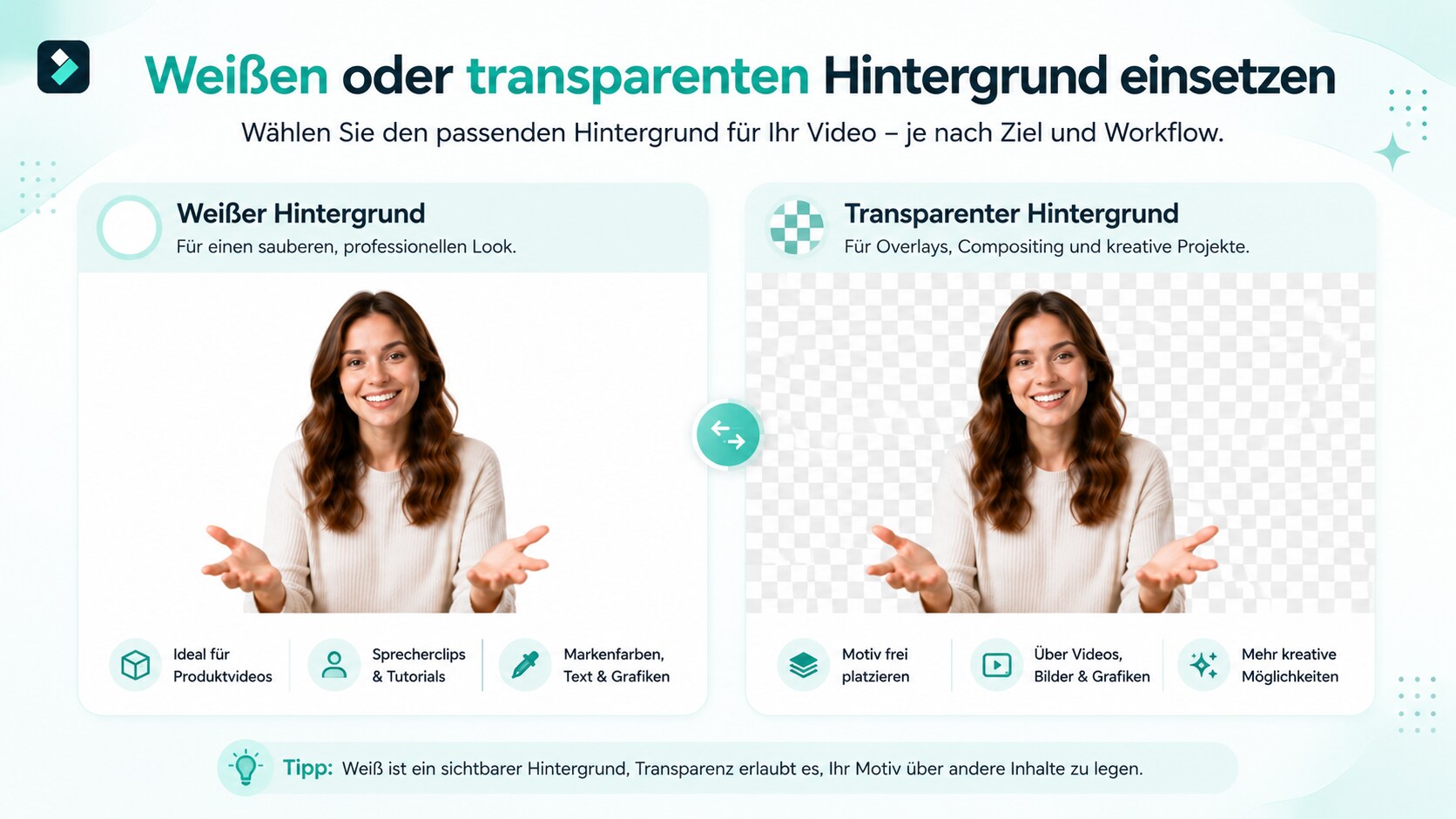 Weißer und transparenter Hintergrund im Video Vergleich