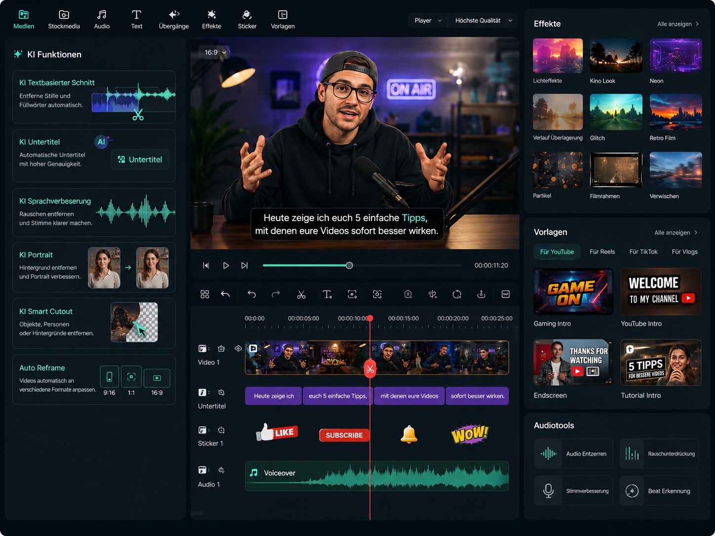 platzhalter filmora funktionen für content creator