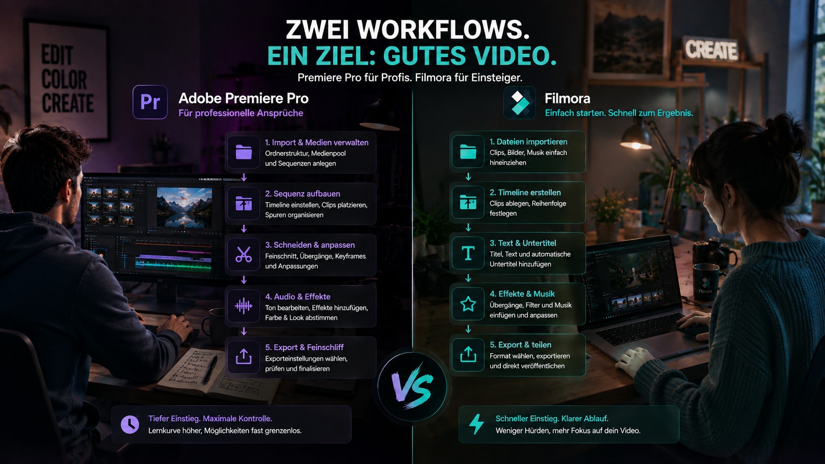 Workflow Vergleich zwischen Premiere Pro und Filmora