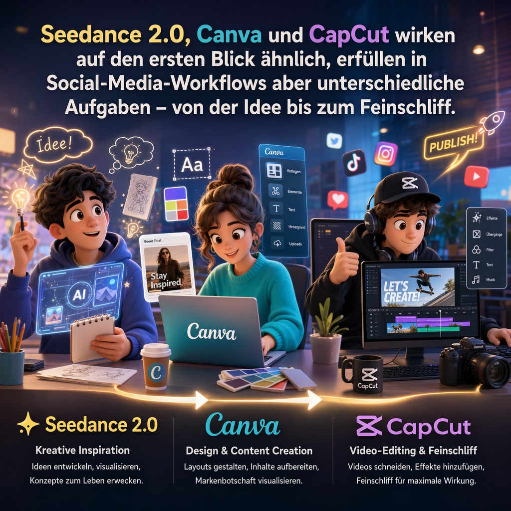 Seedance 2.0 vs Canva vs CapCut für Social Media Videos