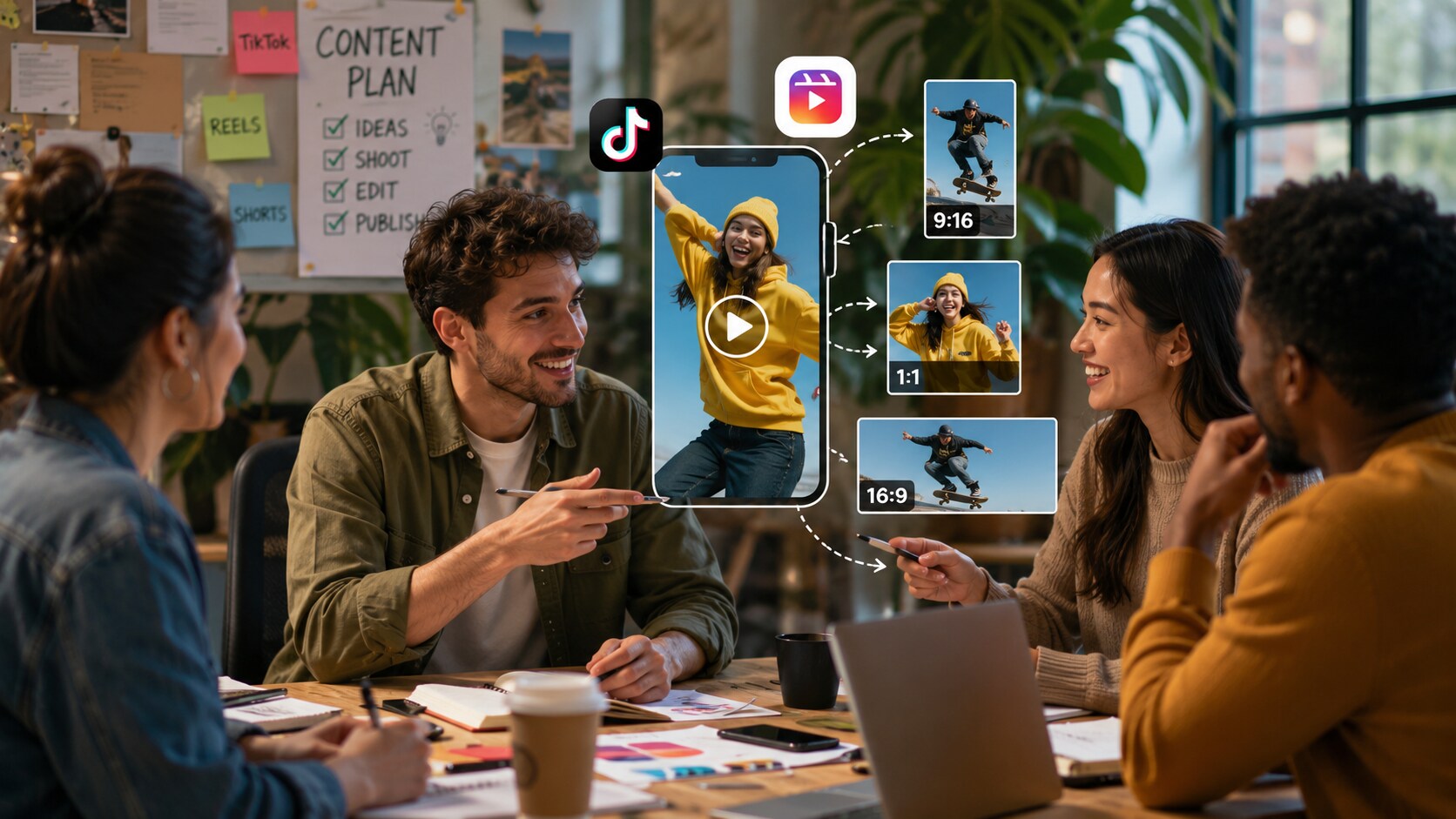Social Media Team plant Video-Content für TikTok, Reels und YouTube Shorts