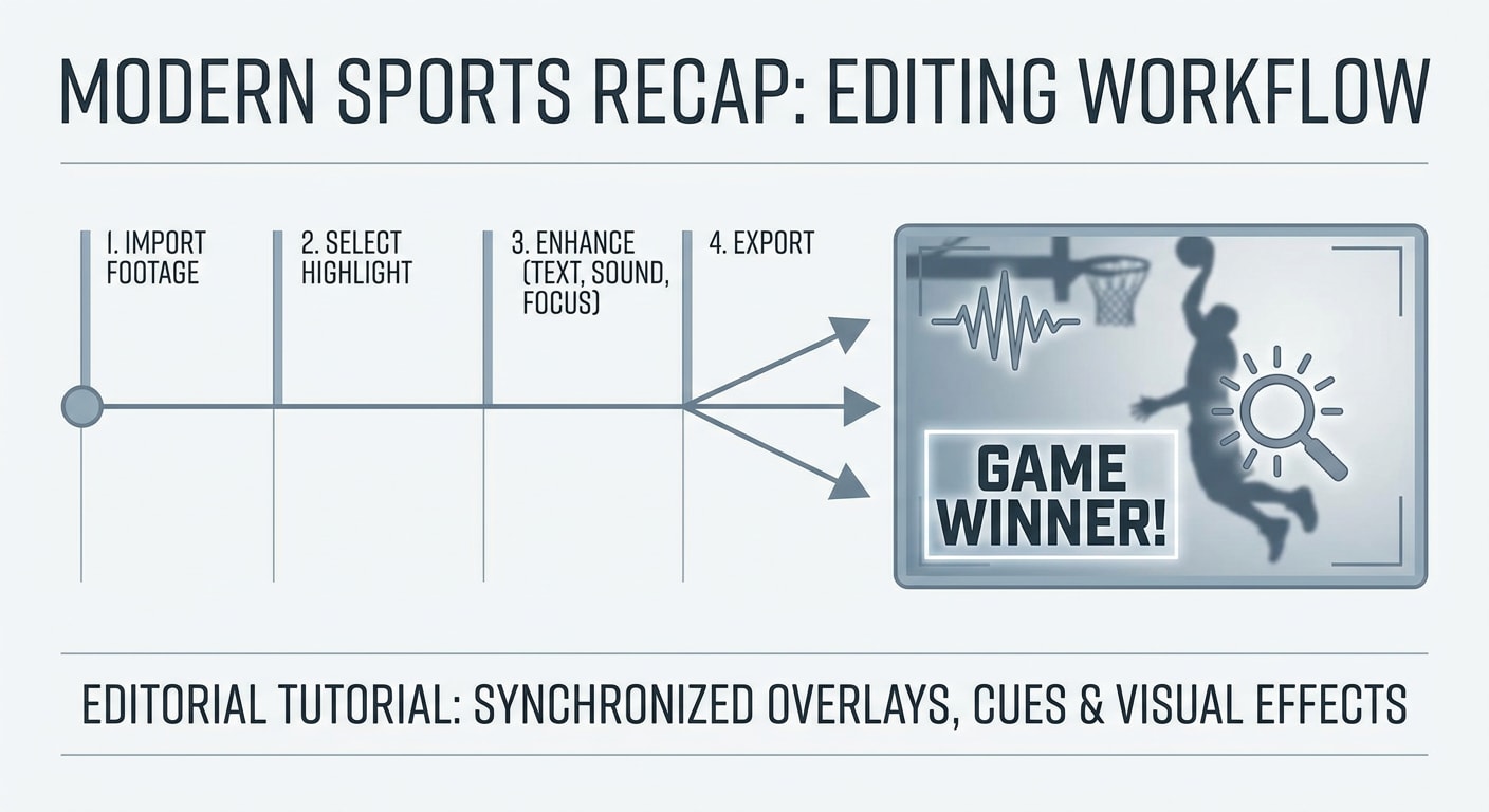 kombination von bild ton und text in sports recap videos