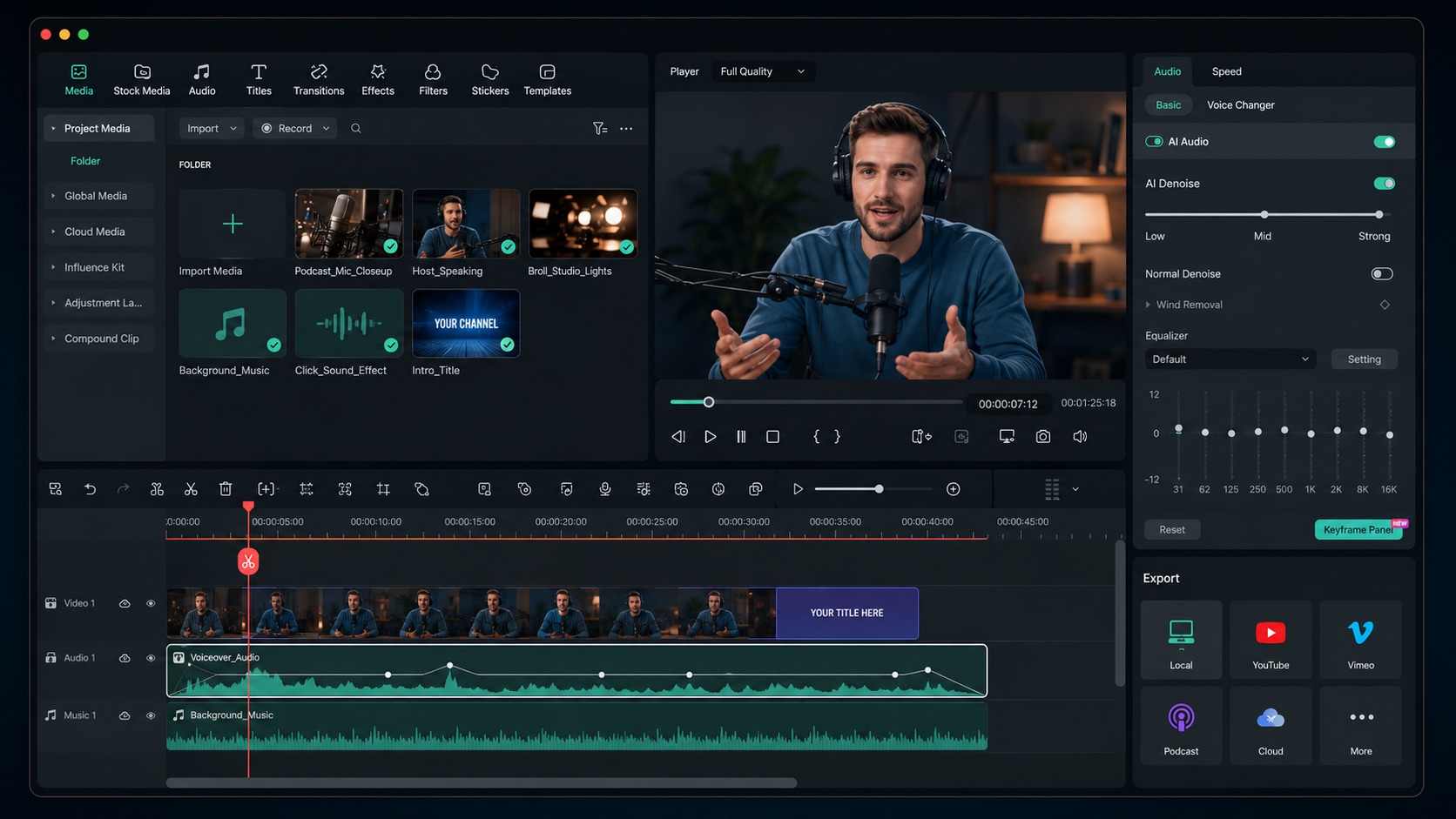 Audio und Video in einer Timeline bearbeiten
