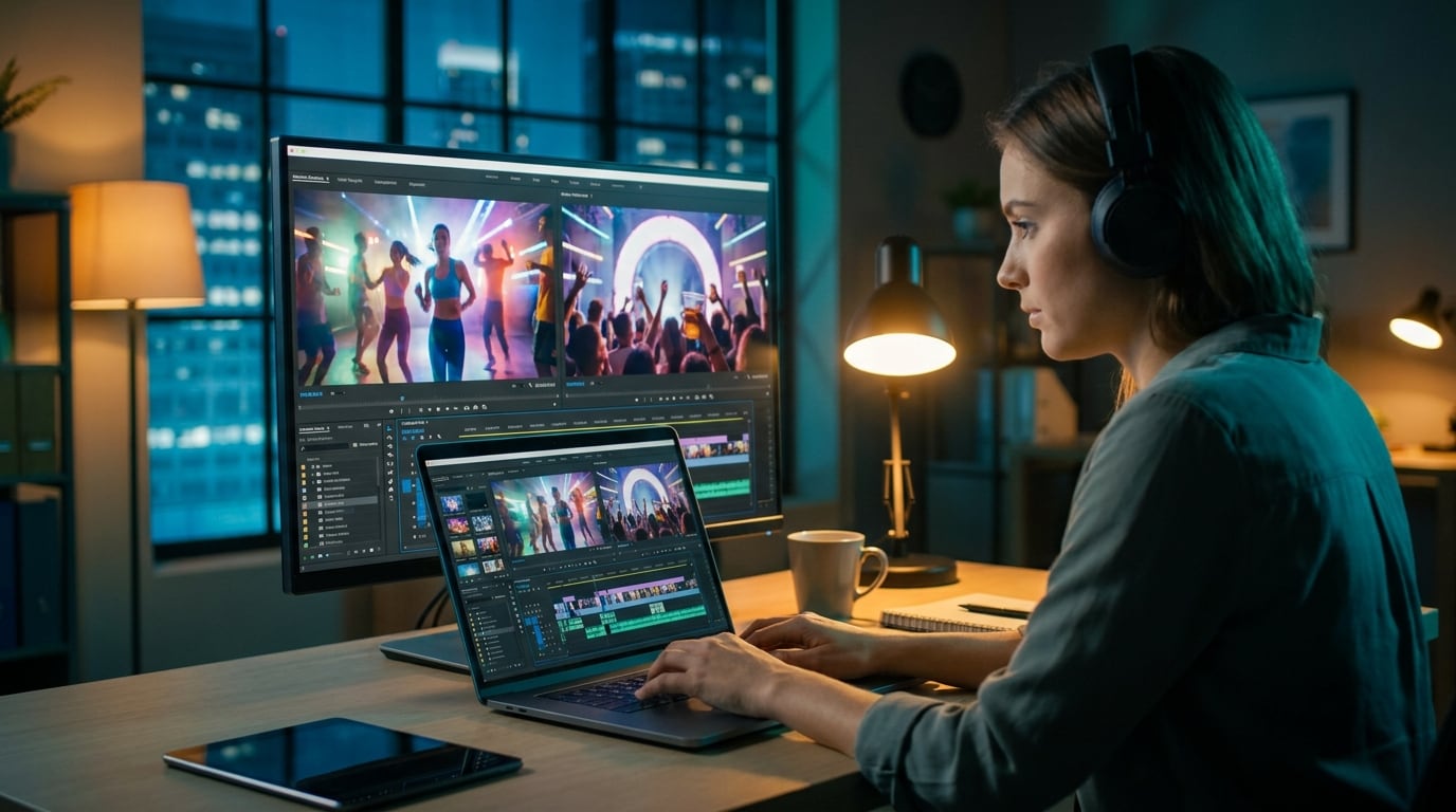Marketingvideo im Turnierstil wird in einer Videobearbeitungssoftware vorbereitet