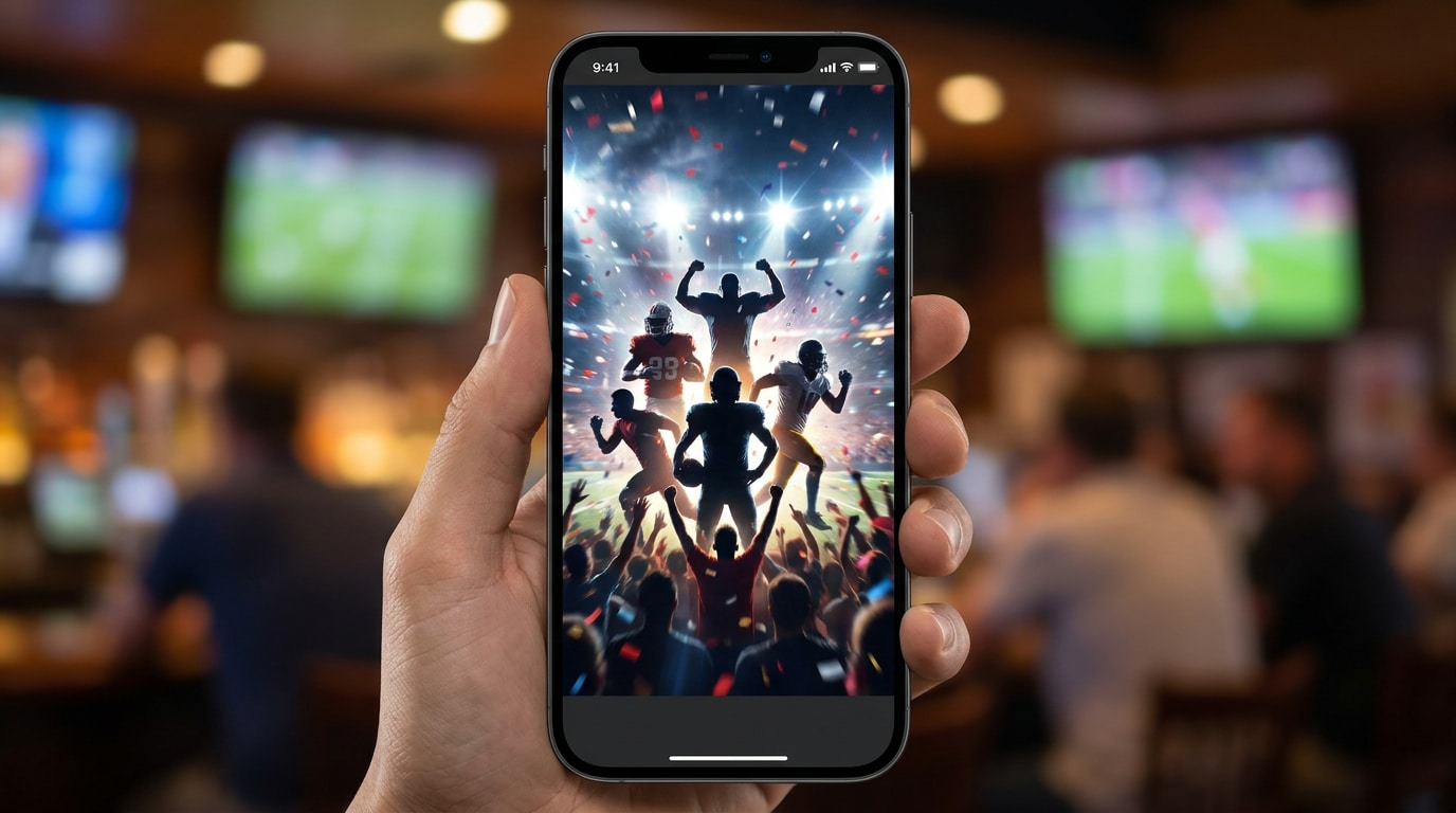 Vertikales Social-Media-Marketingvideo im Turnierstil auf einem Smartphone