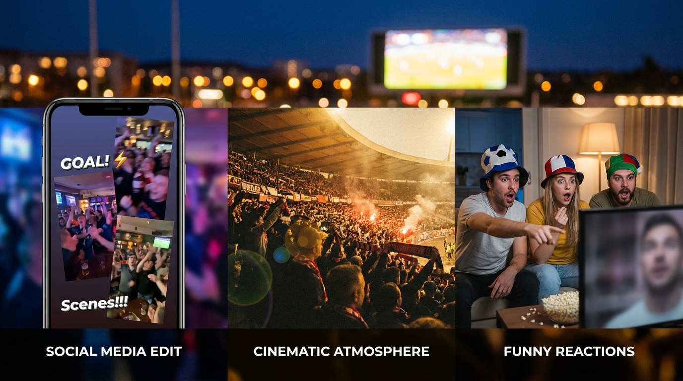 Unterschiedliche Video-Stile für Fußballfinale-Content und Fan-Atmosphäre