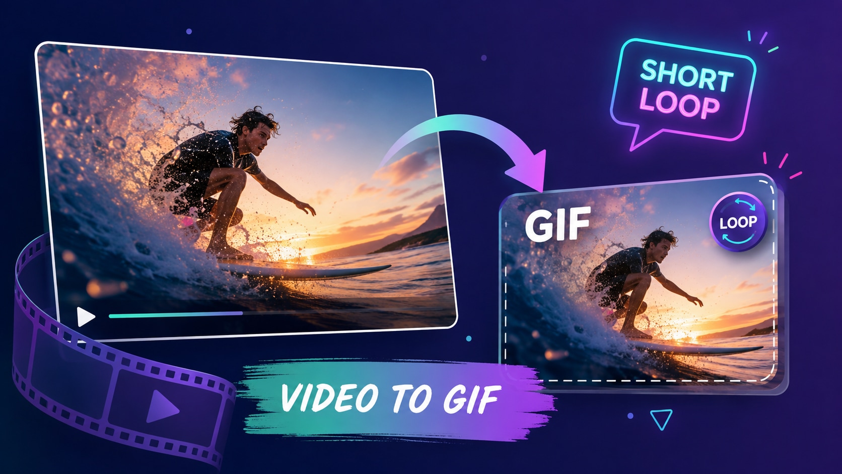 GIF erstellen aus Video mit kurzem Loop Text und Filmora Timeline