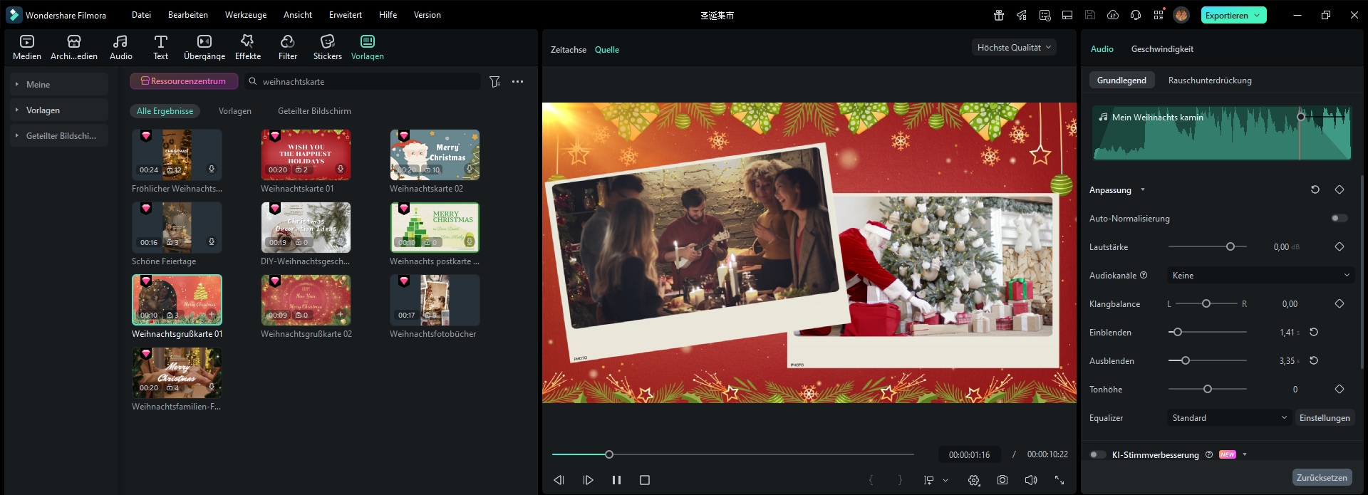Animierte Weihnachtsgrußkarte
