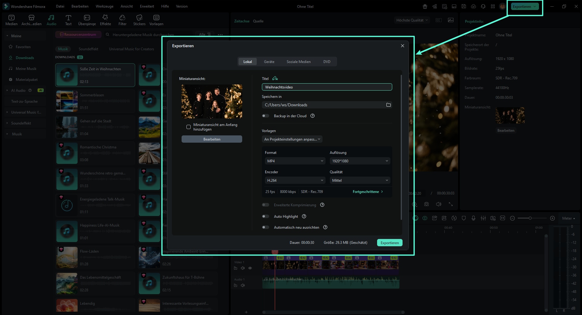 Exportieren in perfekter Qualität für jede Plattform